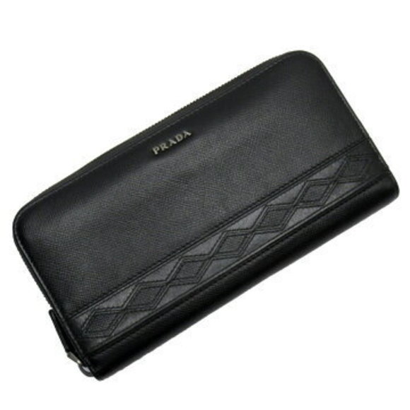 Prada Zip Long Wallet Nero Black Saffiano Leather - Picture 1 of 3